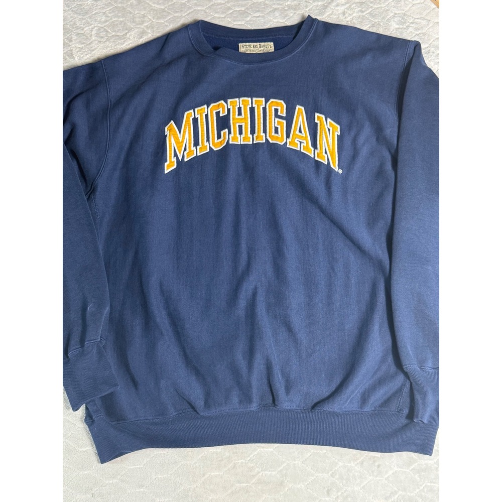 Vintage Steve and Barrys Michigan Wolverines Sweatshirt Navy XXL Embroidered